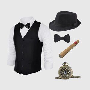 NWT Babeyond 1920s Mens Great Gatsby Vest Set - L